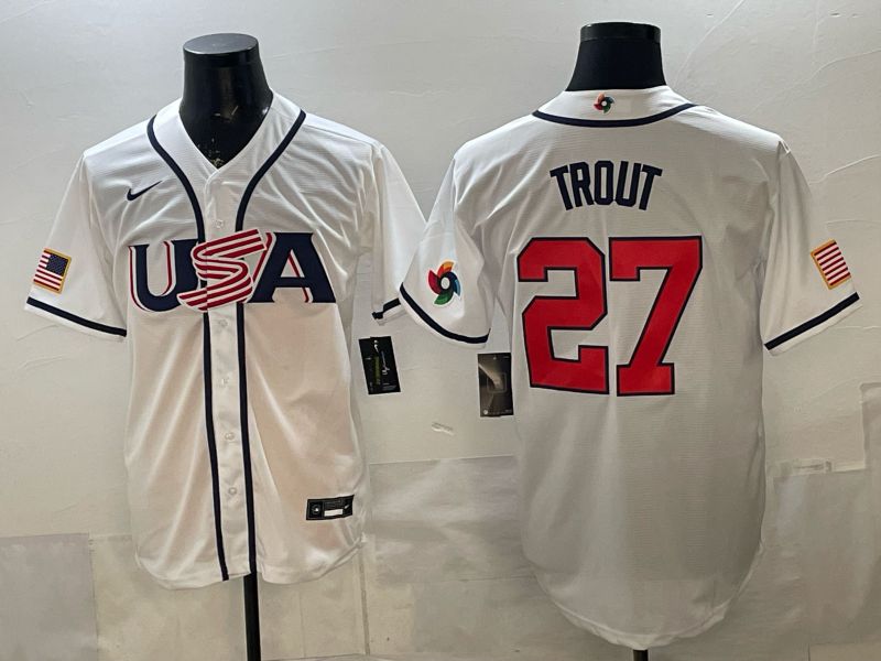 Men 2026 World Cub USA #27 Trout White Game Nike MLB Jersey style 009->->MLB Jersey